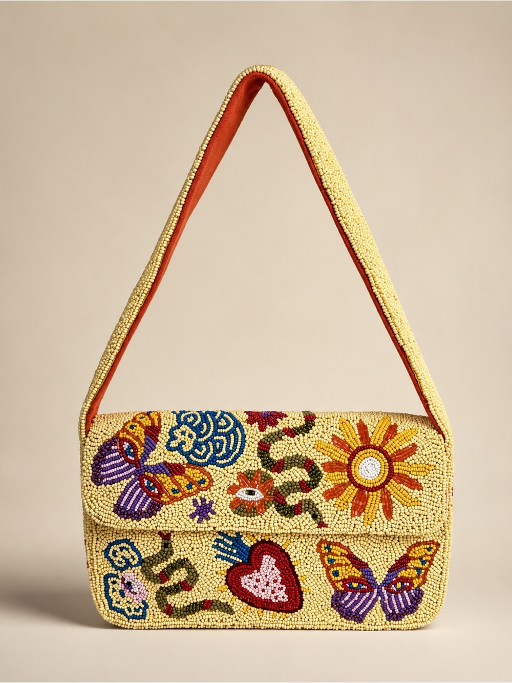 Mexican folk Art Beaded Shoulder Bag